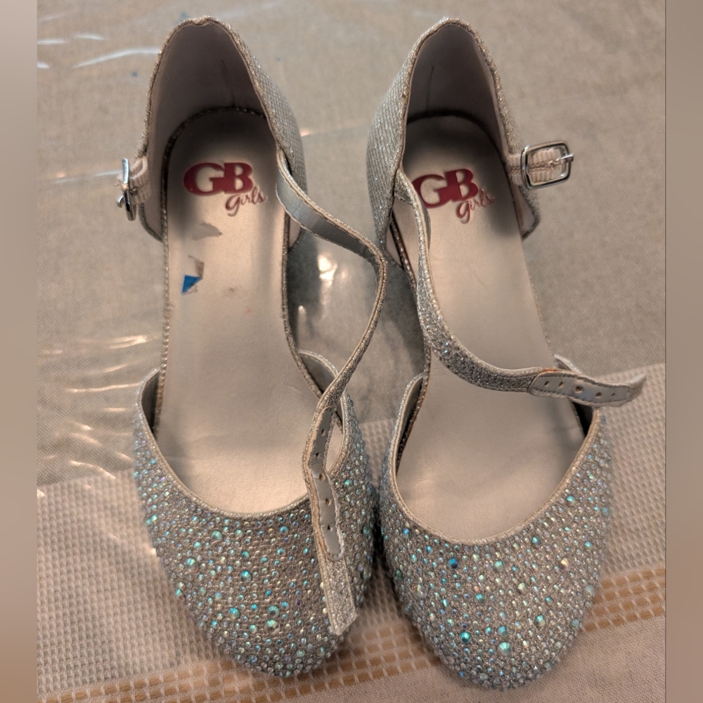 GB Girls Sparkling Silver Heels
